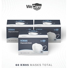 WeCare KN95 Disposable Face Mask, Adult, White, 60/Pack (TBN202718)