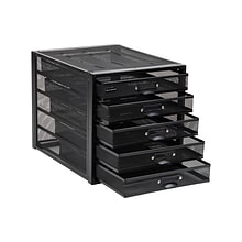 Mind Reader Network Collection 5-Compartment Steel Storage Drawer, Black (5CABMESH-BLK)