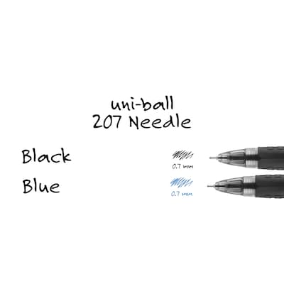 uniball 207 Needle Retractable Gel Pens, Medium Point, 0.7mm, Black Ink, Dozen (1736097)