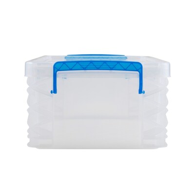 Advantus Super Stacker Snap Lid Storage Box, Clear/Blue (39811)