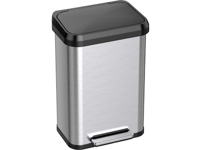iTouchless SoftStep EXP Stainless Steel Step Trash Can, 13.2-Gallon, Silver/Black (PP13RSB)