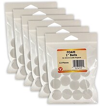 Hygloss Craft Foam Balls, 1 Inch, White, 12/Pack, 6 Packs (HYG51101-6)
