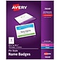 Avery Pin Style Laser/Inkjet Name Badge Kit, 2 1/4" x 3 1/2", Clear Holders with With Inserts, 100/Box (74549)