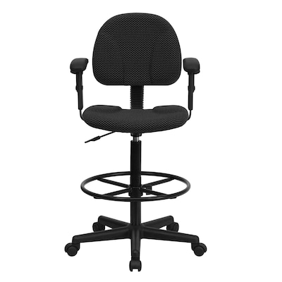 Flash Furniture Fabric And Fire-Retardant Foam Drafting Chair, Patterned Black (BT-659-BLK-ARMS-GG)