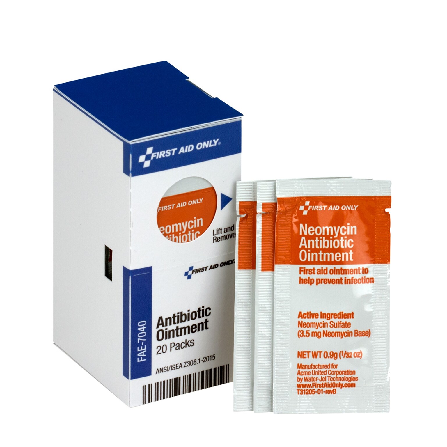 SmartCompliance Antibiotic Ointment Refill, Neomycin Sulfate, 20 Packets/Box (FAE-7040)