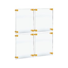 Azar Floating Frame with Standoff Caps, 8.5 x 11, Clear/Gold Acrylic, 4/Pack (105514-GLD-4PK)