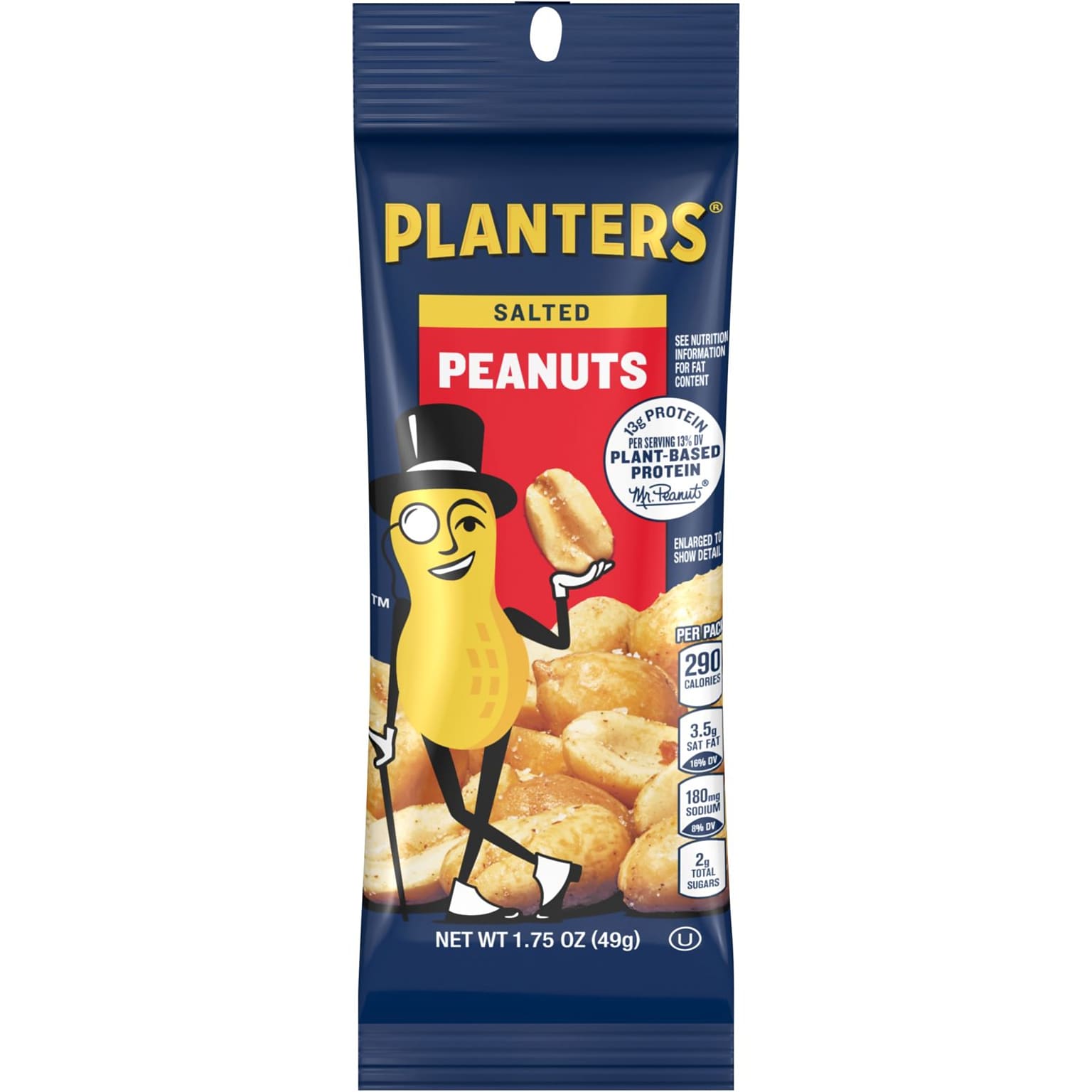 Planters Salted Peanuts, Unshelled, 1.75 oz., 12 Bags/Pack (GEN77080)