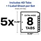 Avery Index Maker Extra-Wide Paper Dividers with Print & Apply Label Sheets, 8 Tabs, White, 5 Sets/Pack (AVE11441)