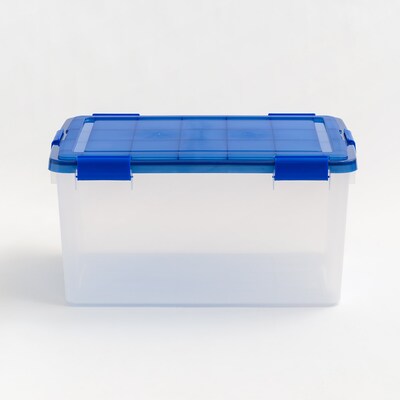 Iris 62.8 Quart Element Resistant Ultimate Clear Plastic Latching Storage Bin, Clear, 3/Pack (500141)