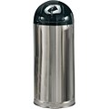 United Receptacle® Fire Safe Satin Stainless Steel Receptacles; Dome Top, 15 Gallon