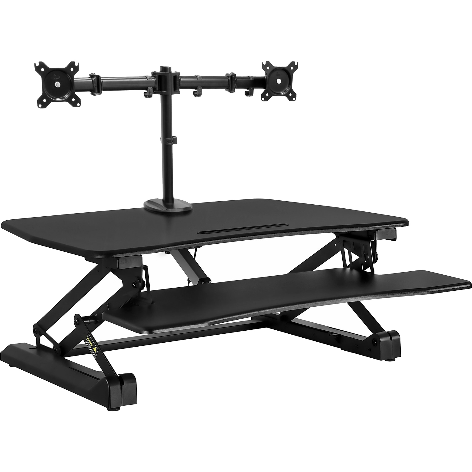 Mount-It! 35W Electric Adjustable Standing Desk Converter with Dual Monitor Mount and USB Charging Port, Black (MI-8053)