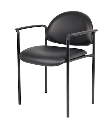 Boss Diamond Caressoft Vinyl Stacking Chair,  Black (B9501-CS)