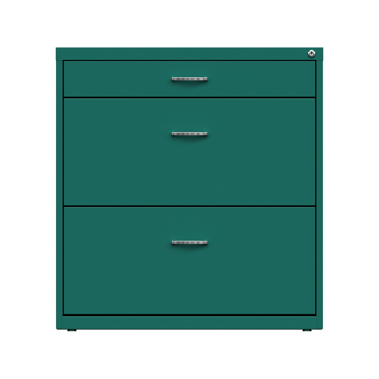 Space Solutions 3-Drawer Lateral File Cabinet, Letter/Legal Size, Lockable, 31.88H x 30W x 17.63D, Teal (25074)