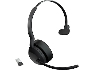 jabra Evolve2 55 Wireless Noise Canceling Bluetooth Mono On Ear Headset, USB-A, UC-Certified, Black