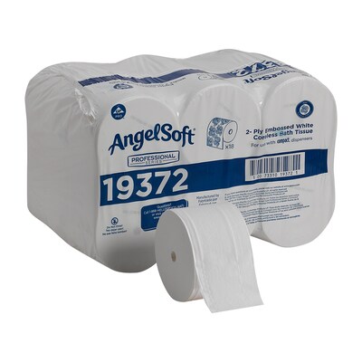 Angel Soft Professional Series Compact 2-Ply Coreless Toilet Paper, White, 1125 Sheets/Roll, 18 Rolls/Carton (19372)