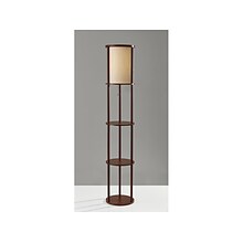 Adesso Stewart 62.5 Walnut Wood Floor Lamp with Cylindrical Off-White Shade (3117-15)