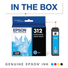 Epson T312 Cyan Ink Cartridge, Standard Yield