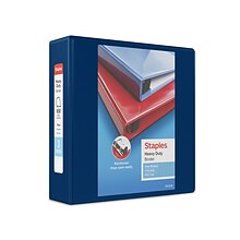 Staples® Heavy Duty 3 3 Ring View Binder with D-Rings, Navy Blue (ST56271-CC)