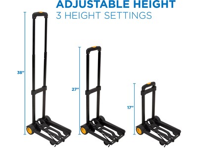 Mount-It! Folding Luggage Cart and Dolly, 77 lb. Capacity, Black/Yellow (MI-912)