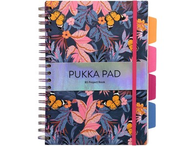 Pukka Pad Bloom 5-Subject Subject Notebooks, 6.9 x 9.8, College Ruled, 100 Sheets, Assorted Colors