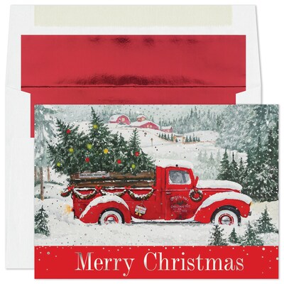 Custom Tree Farm Truck Cards, with Envelopes, 7 7/8 x 5 5/8  Holiday Card, 25 Cards per Set