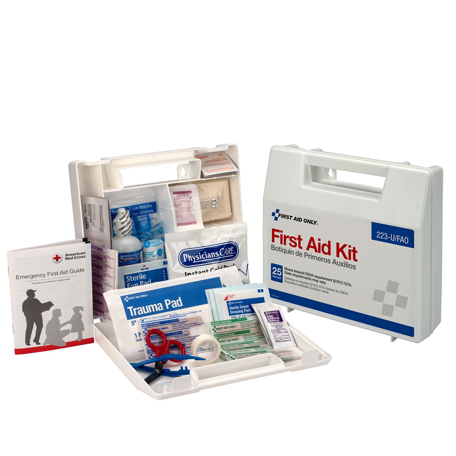 First Aid Only Plastic First Aid Kit, 25 People, 106 Pieces (223-U/FAO)