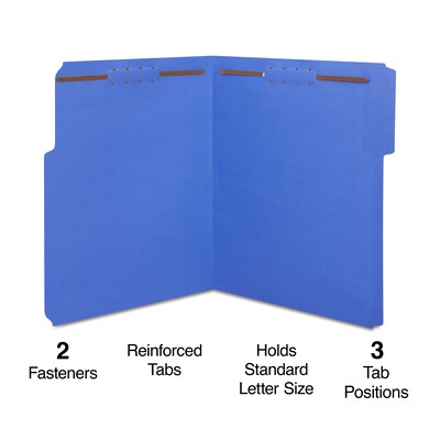 Staples® Reinforced Classification Folder, 2 Expansion, Letter Size, Blue, 50/Box (ST18342-CC)