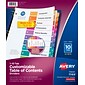 Avery Ready Index Table of Contents Paper Dividers, 1-10 Tabs, Multicolor, 24 Sets/Box (11169)