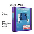 Staples® Better 1-1/2 3 Ring View Binder with D-Rings, Purple (19061)