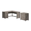 Bush Furniture Knoxville 60W L Shaped Desk with 2 Drawer Lateral File Cabinet, Restored Gray (CGR00