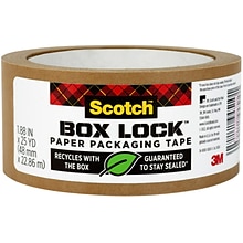 Scotch Box Lock Paper Packaging Tape, 1.88 x 25 yds., Brown (7850-23-8GC)