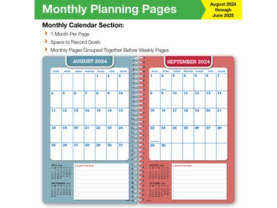 2024-2025 Global Printed Products White Brick 5.5" x 8.5" Weekly & Monthly Student Planner, Paper Cover (SC24-SM-5585-S)