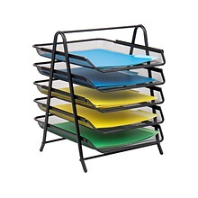 Mind Reader 5-Tier Paper Desk Tray and File Folder Set, Metal, Multi (5TFOLDERS-BLK)