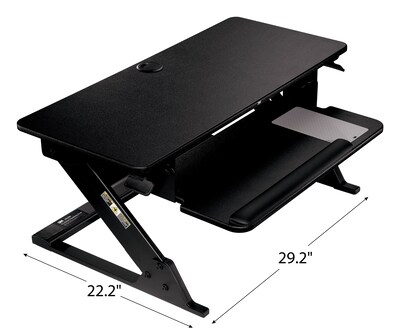 3M Precision Standing Desk 35"W Manual Adjustable Desk Riser with Gel Wrist Rest and Precise Mouse Pad, Black (SD60B)
