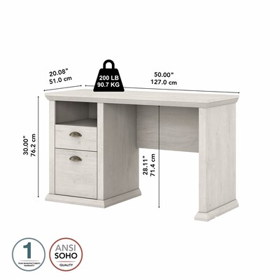 Bush Furniture Yorktown 50"W Home Office Desk with Storage, Linen White Oak (WC40423-03)