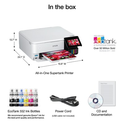Epson EcoTank Photo ET-8500 Wireless Color All-in-One Inkjet Printer (C11CJ20201)