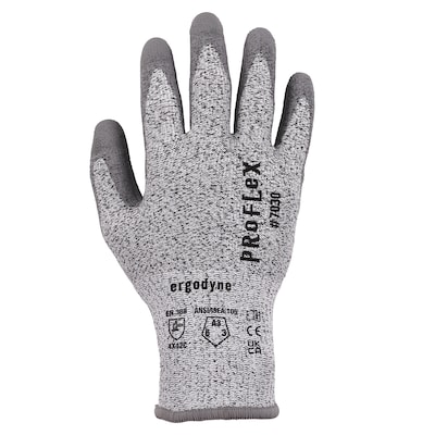 Ergodyne ProFlex 7030 PU Coated Cut-Resistant Gloves, ANSI A3, Gray, Large, 1 Pair (10464)