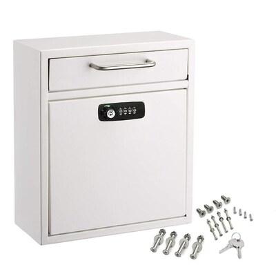 AdirOffice Large Wall Mounted Mailbox Drop Box, Combination Lock, White (631-04-WHI-KC)