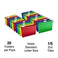 Staples® Hanging File Folder, 5-Tab, Letter Size, Assorted, 20/Box (ST13324/TR13324)