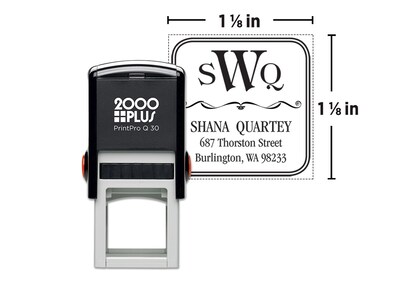 Custom 2000 Plus® PrintPro™ Q30 Self-Inking Square Monogram Stamp, 1-1/8 x 1-1/8