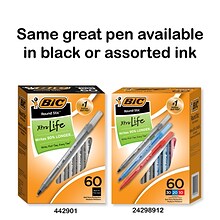 BIC Round Stic Xtra-Life Ballpoint Pen, Medium Point, 1.0mm, Blue Ink, 60/Pack (GSM609BE)