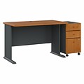 Bush Business Furniture Cubix 48W Desk with Mobile File Cabinet, Natural Cherry/Slate (SRA025NCSU)