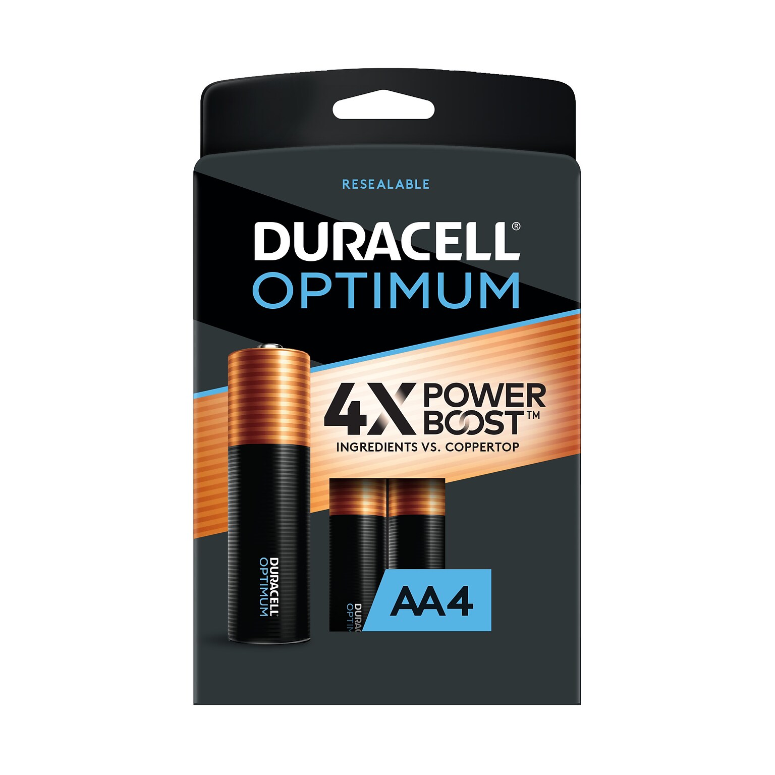 Duracell Optimum AA Alkaline Battery, 4/Pack (OPT1500B4PRT)