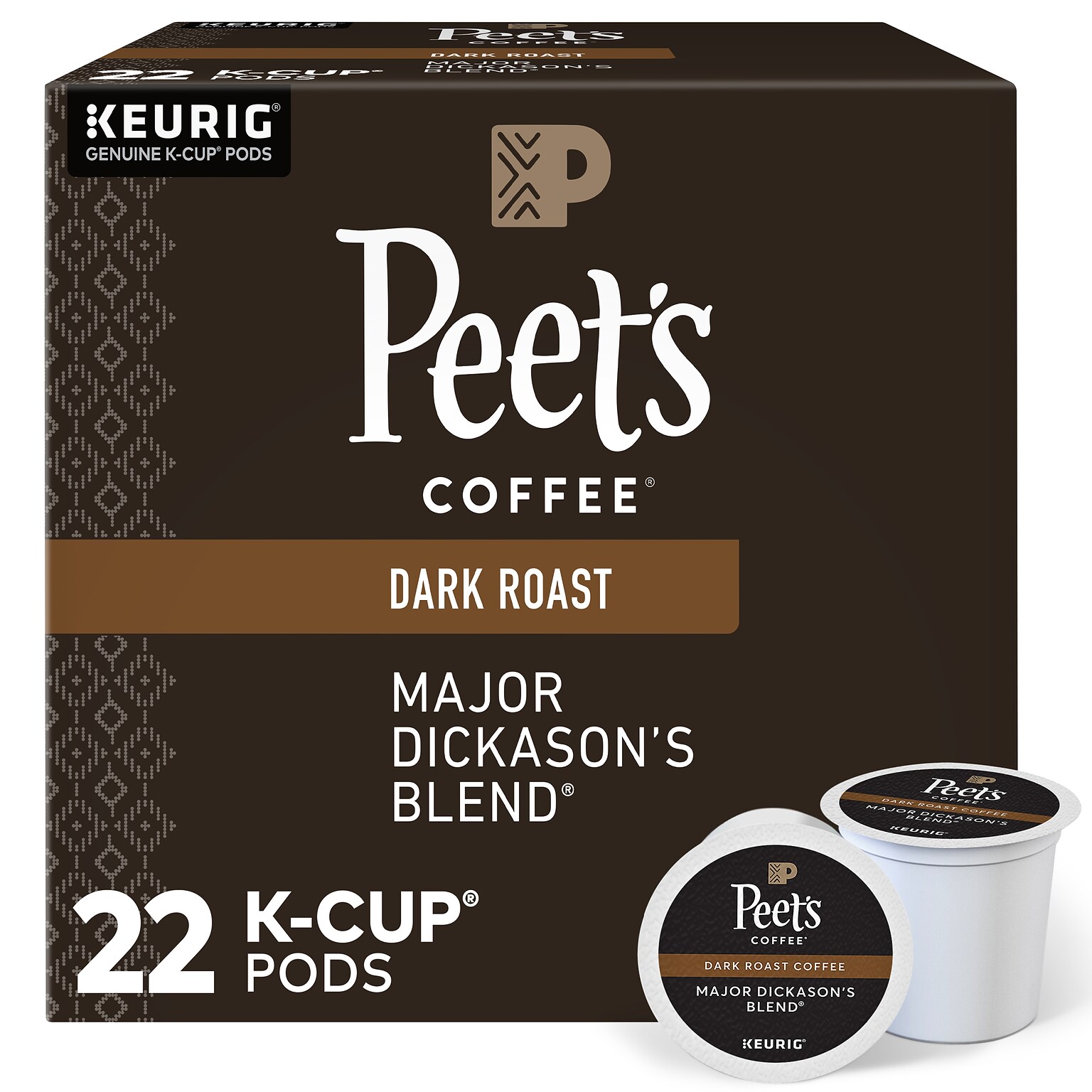 Peets Coffee Major Dickasons Blend Coffee, Dark Roast, 0.47 oz. Keurig® K-Cup® Pods, 22/Box (6547)