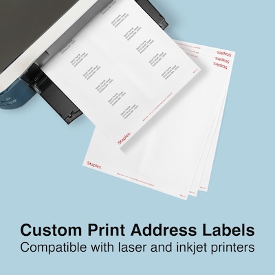 Staples® Laser/Inkjet Address Labels, 1 1/3" x 4", White, 14 Labels/Sheet, 100 Sheets/Pack, 1400 Sheets/Box (ST18059-CC)