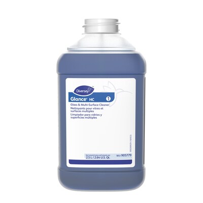 Diversey Glance HC Glass & Multi-Surface Cleaner for J-Fill, Ammonia, 2.5 L / 2.64 U.S. Qt., 2/Carto
