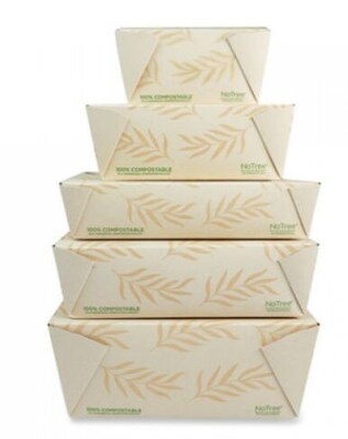 World Centric No Tree Sugercane Takeout Container, 95 oz., Natural, 160/Carton (WORTONT4)