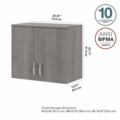 Bush Business Furniture Universal 24" Wall Cabinet with Doors and 2 Shelves, Platinum Gray (UNS428PG)
