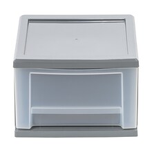 Iris Stackable Plastic Storage Bin with Drawer, Gray, 5/Pack (500162)