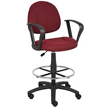 Boss Deluxe Posture Fabric Drafting Stool with Swivel Base, Burgundy (B1617-BY)